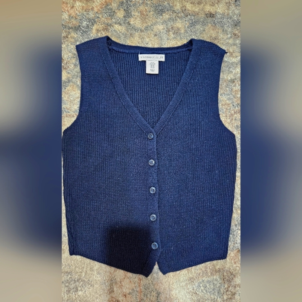 Sincerely Jules Navy Cable Knit Vest